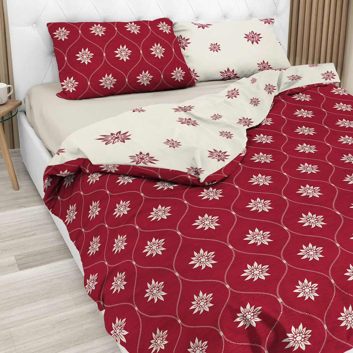 Parure copripiumino Charmant in 100% cotone Daunex colore bordeaux