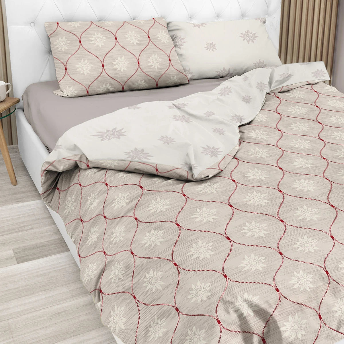 Parure copripiumino Charmant in 100% cotone Daunex colore tortora