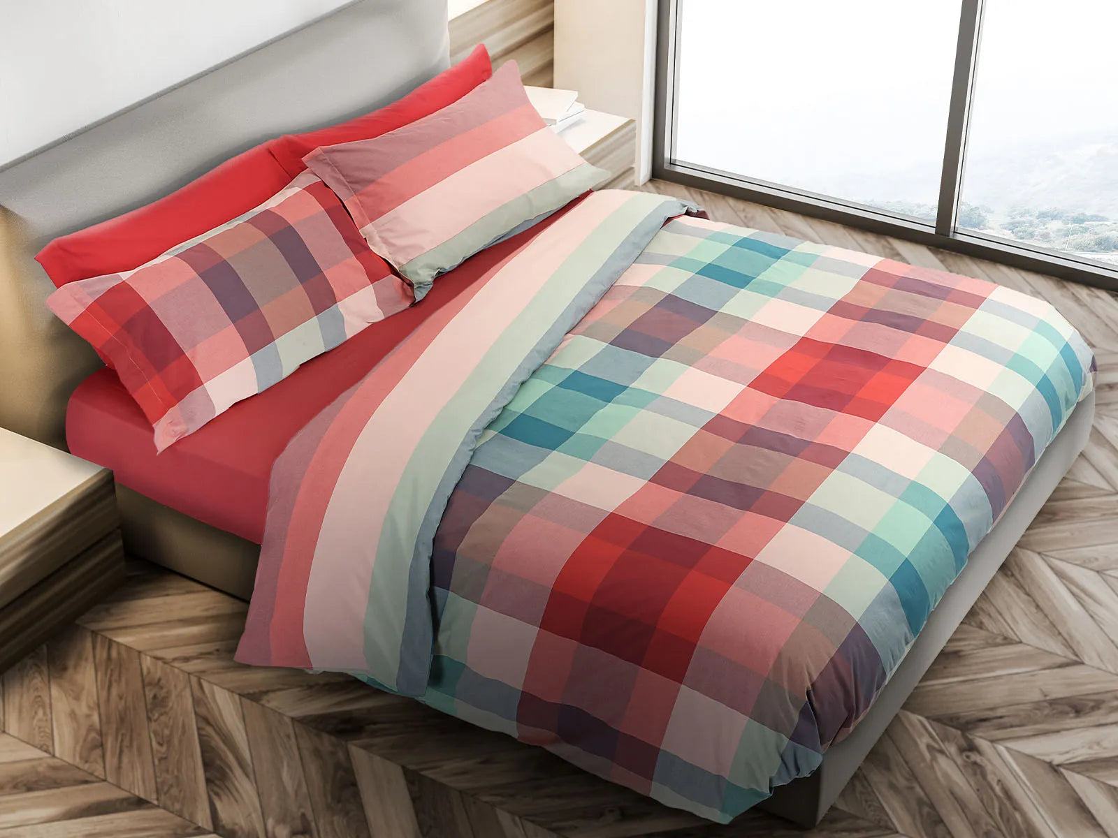 Parure copripiumino double face 100% cotone Daunex, Belfast - Home Loves