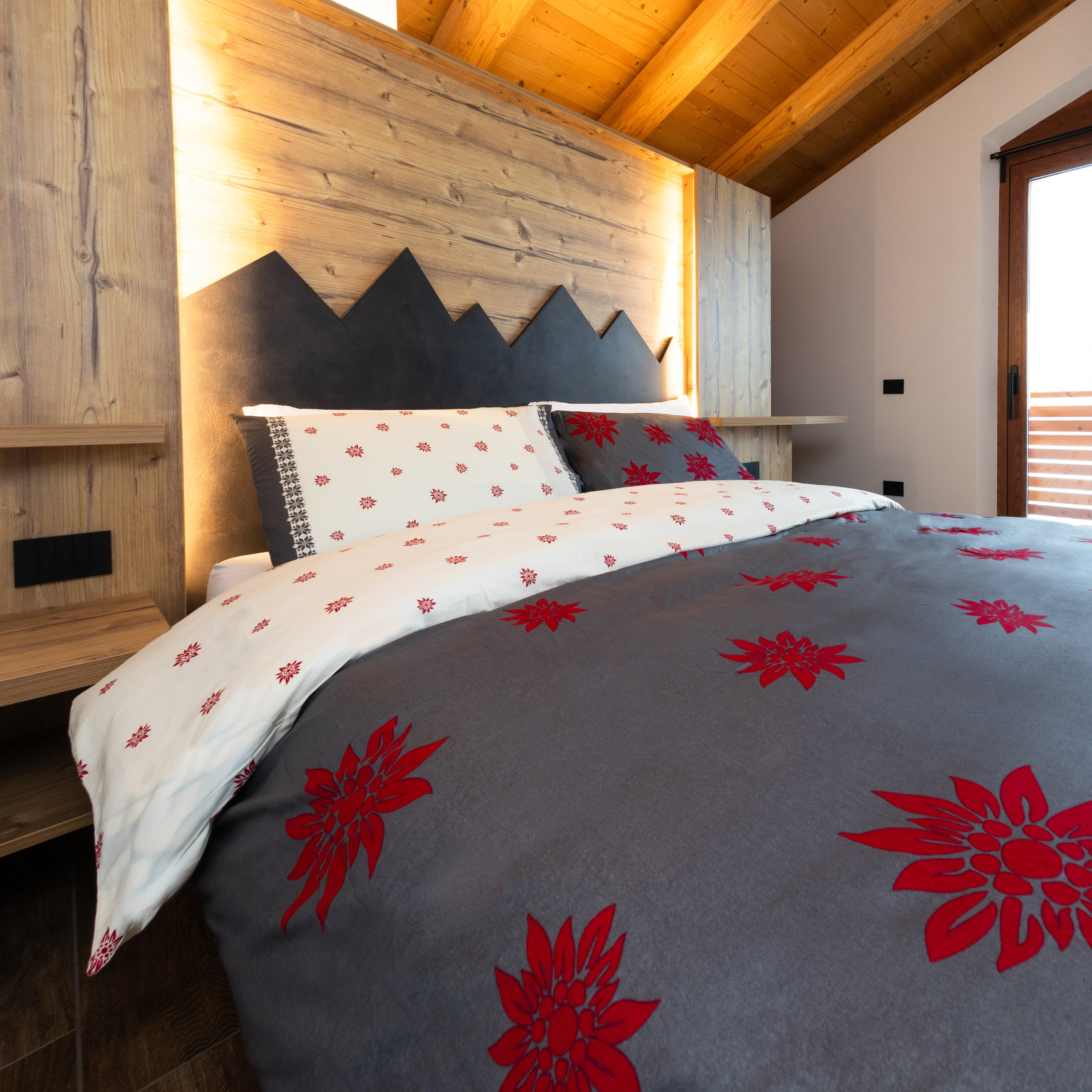 Parure copripiumino in puro cotone Daunex, Braies colore antracite dettaglio