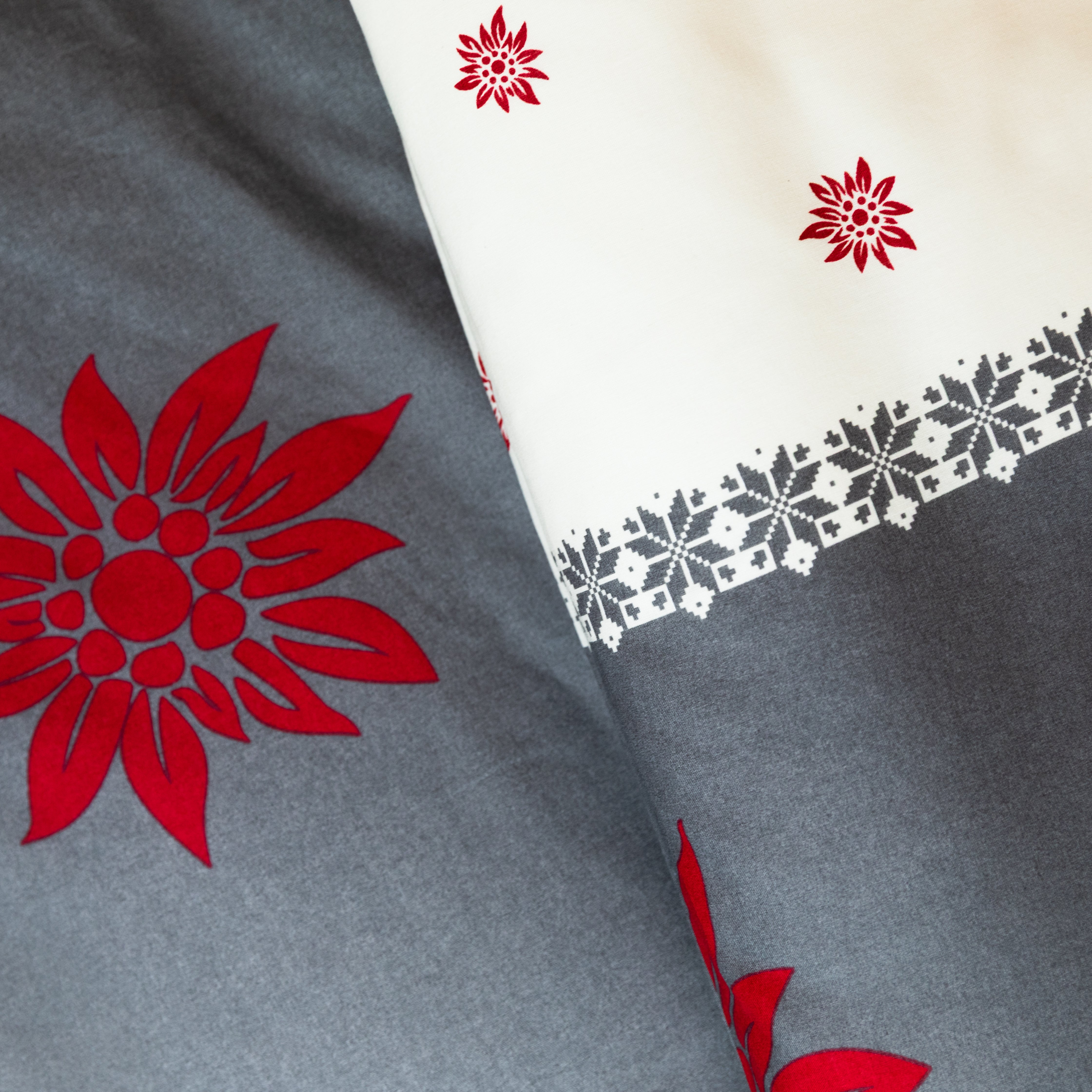 Parure copripiumino in puro cotone Daunex, Braies colore antracite dettaglio tessuto