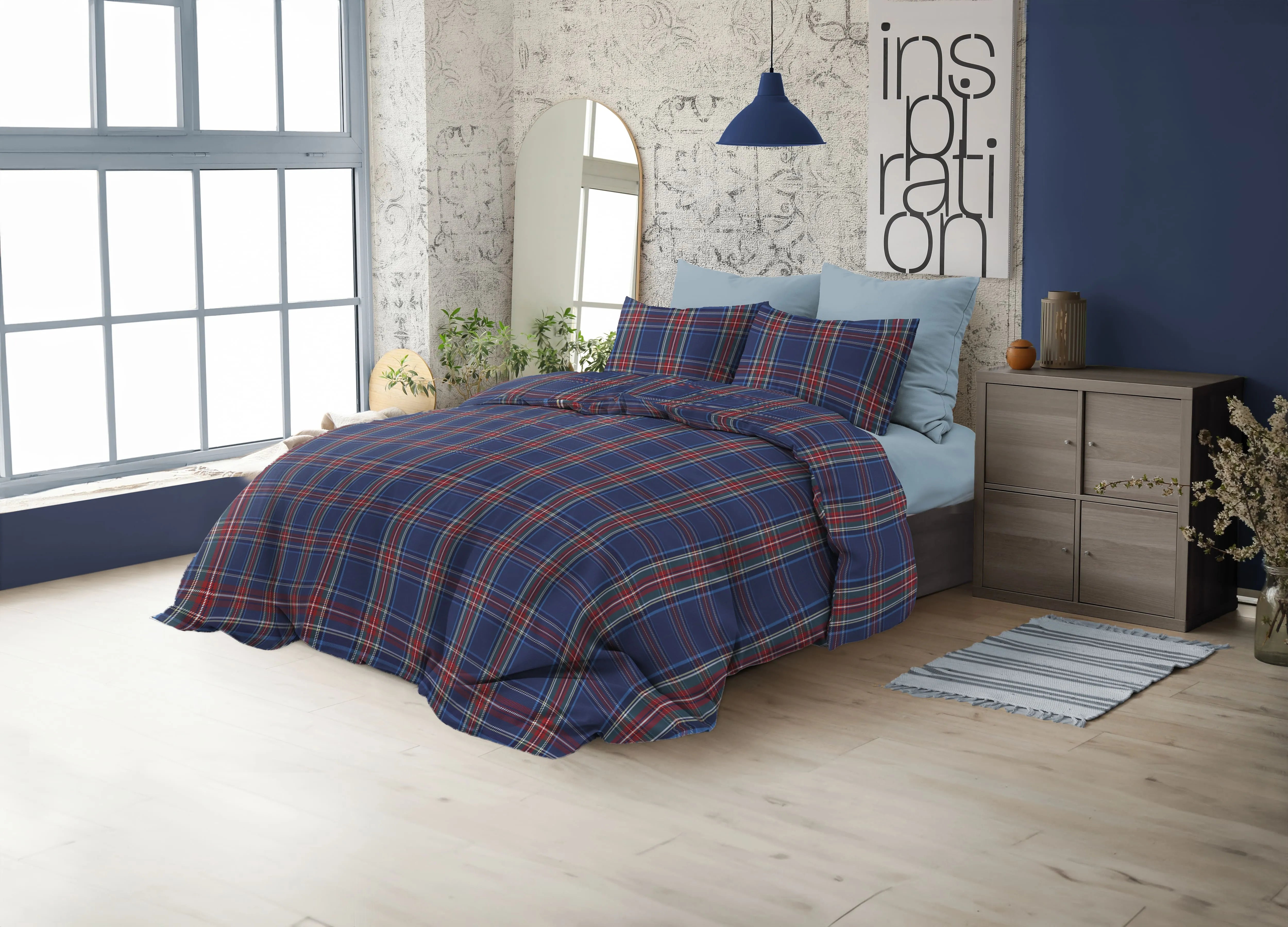 Parure copripiumino in puro cotone Daunex, Tartan - Home Loves
