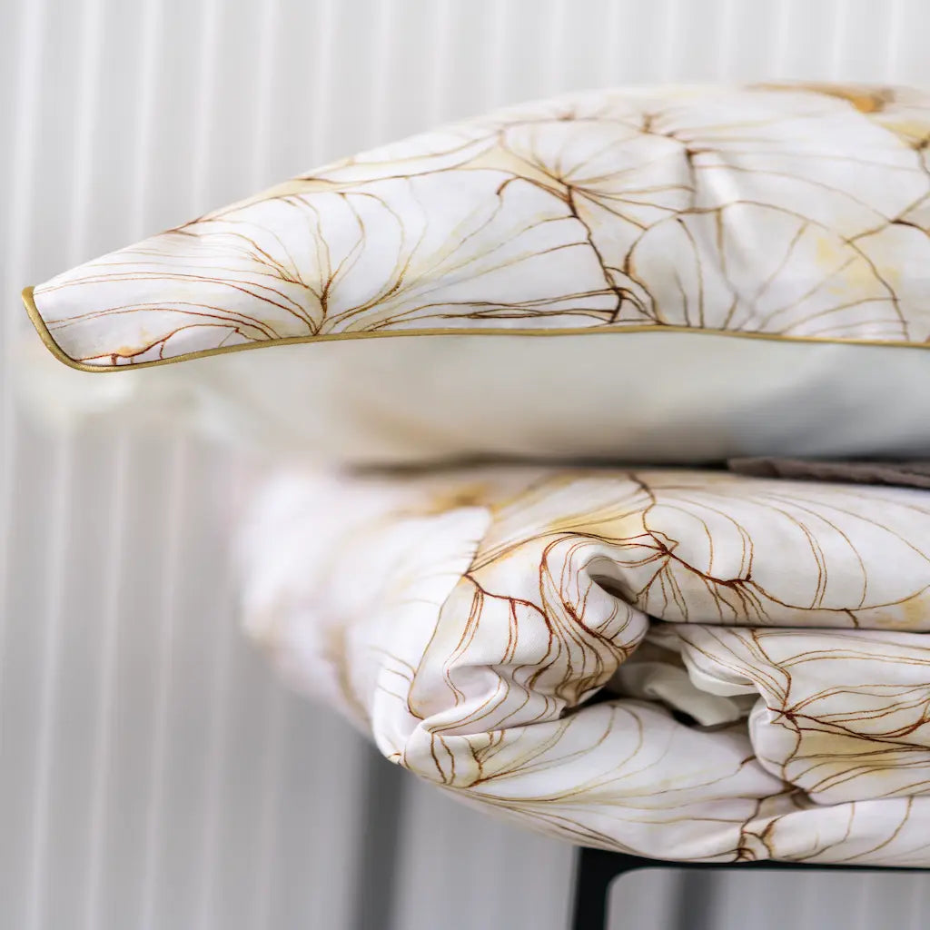 Parure copripiumino in raso di cotone con stampa digitale Afrodite colore naturale