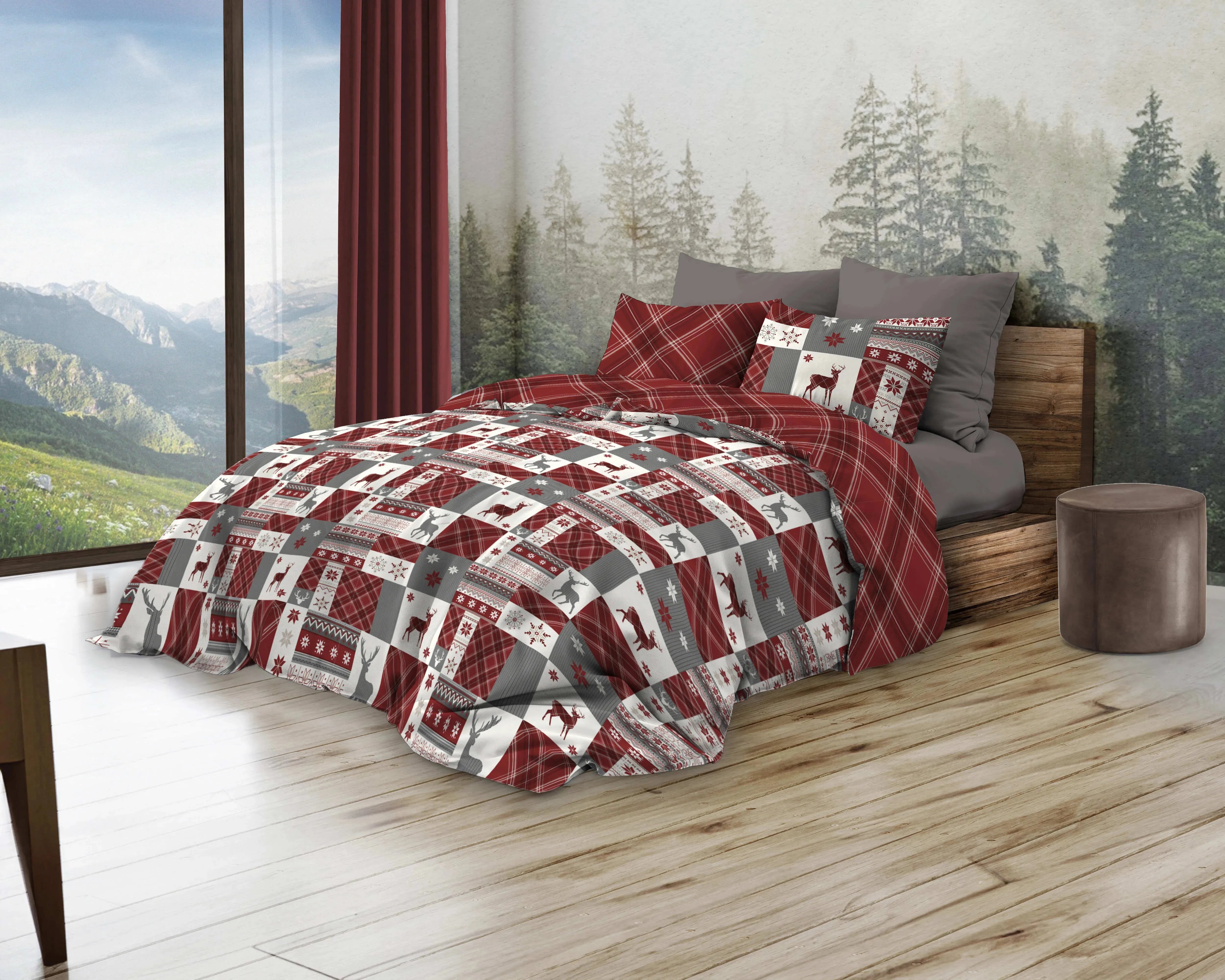 Parure copripiumino infinity in cotone flanella Daunex, Canazei - Home Loves