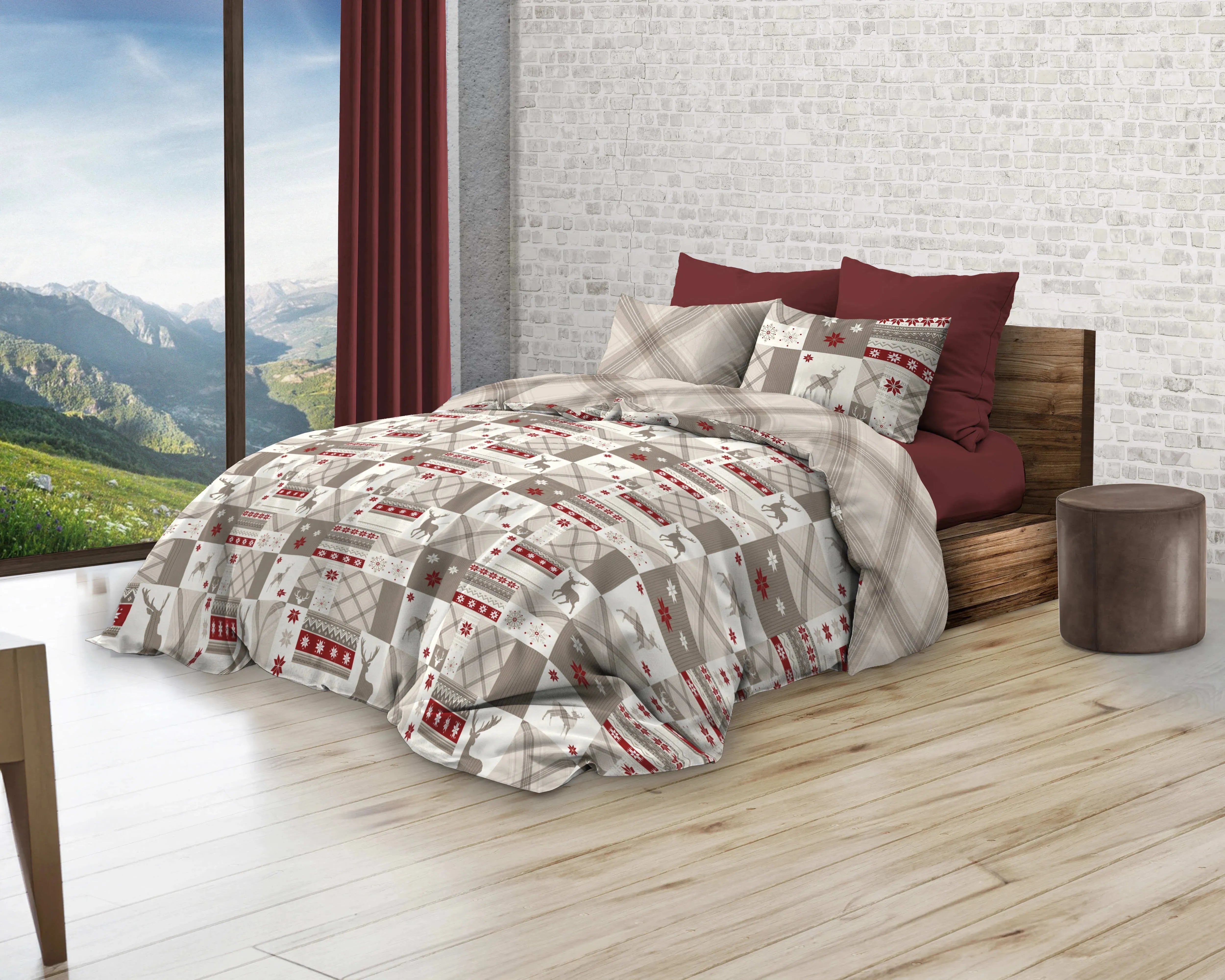 Parure copripiumino infinity in cotone flanella Daunex, Canazei - Home Loves