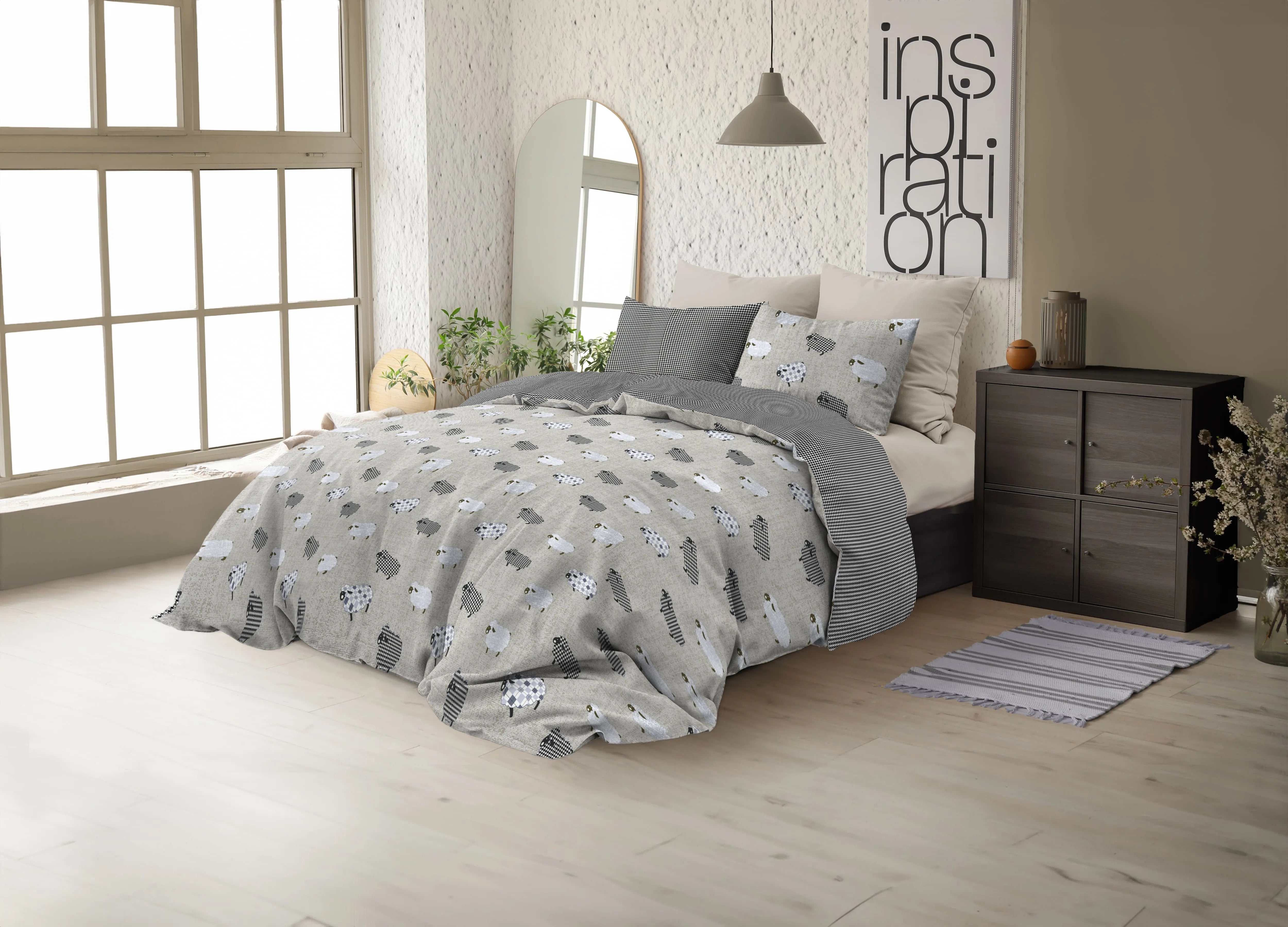 Parure copripiumino infinity in puro cotone Daunex, Pecorelle - Home Loves