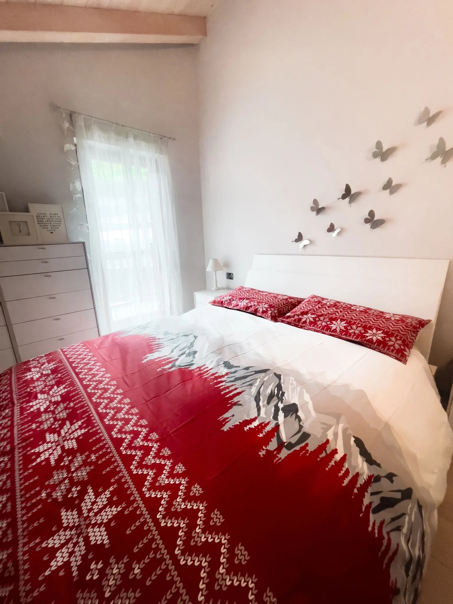 Parure copripiumino matrimoniale Jorasses colore rosso - Home Loves