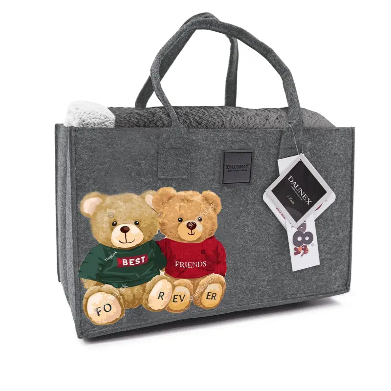Plaid Friend Forever con orsetti teneri che scaldano cuore e amicizia con borsa