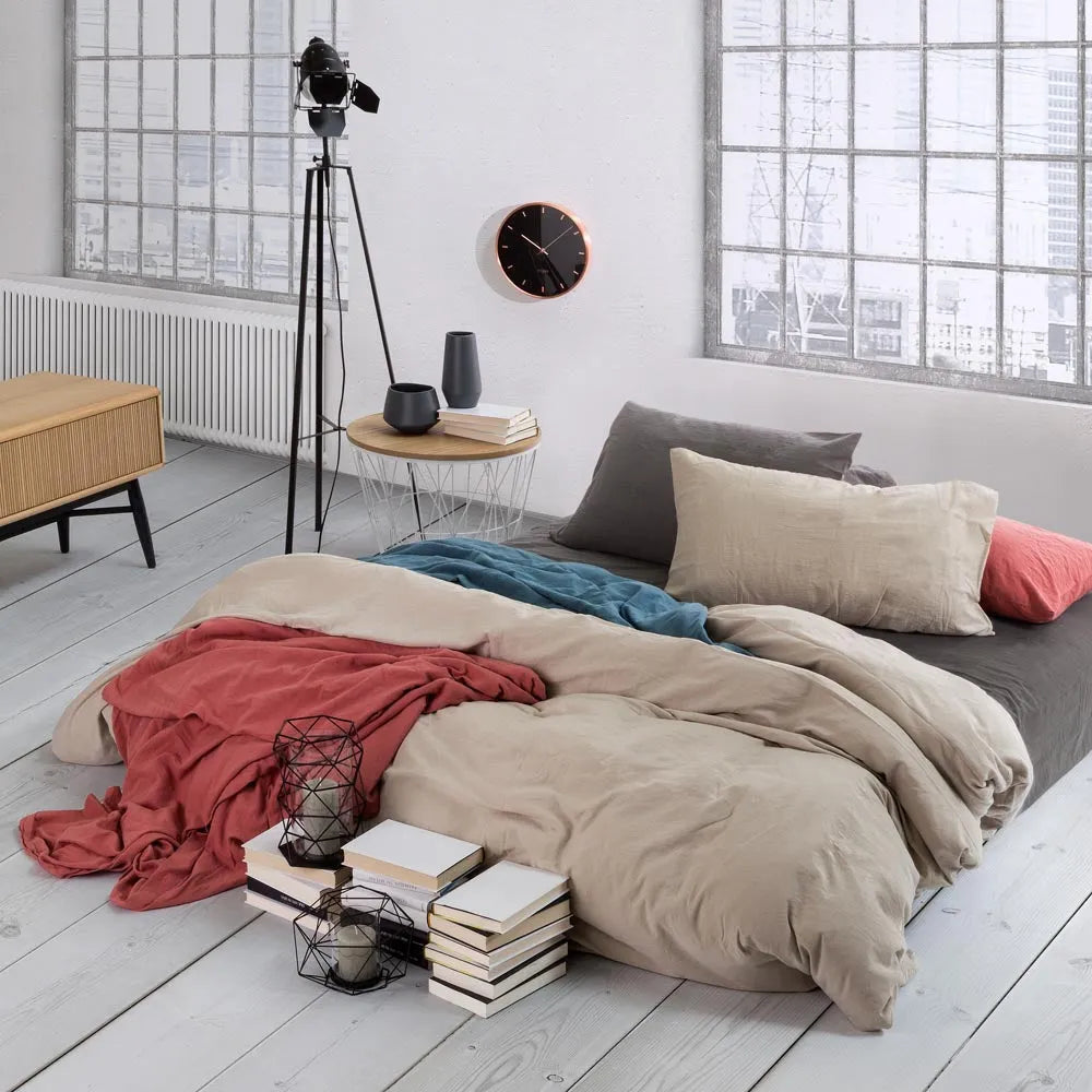 Sacco copripiumino in raso stone-washed effetto no stiro, Block 58 - Home Loves