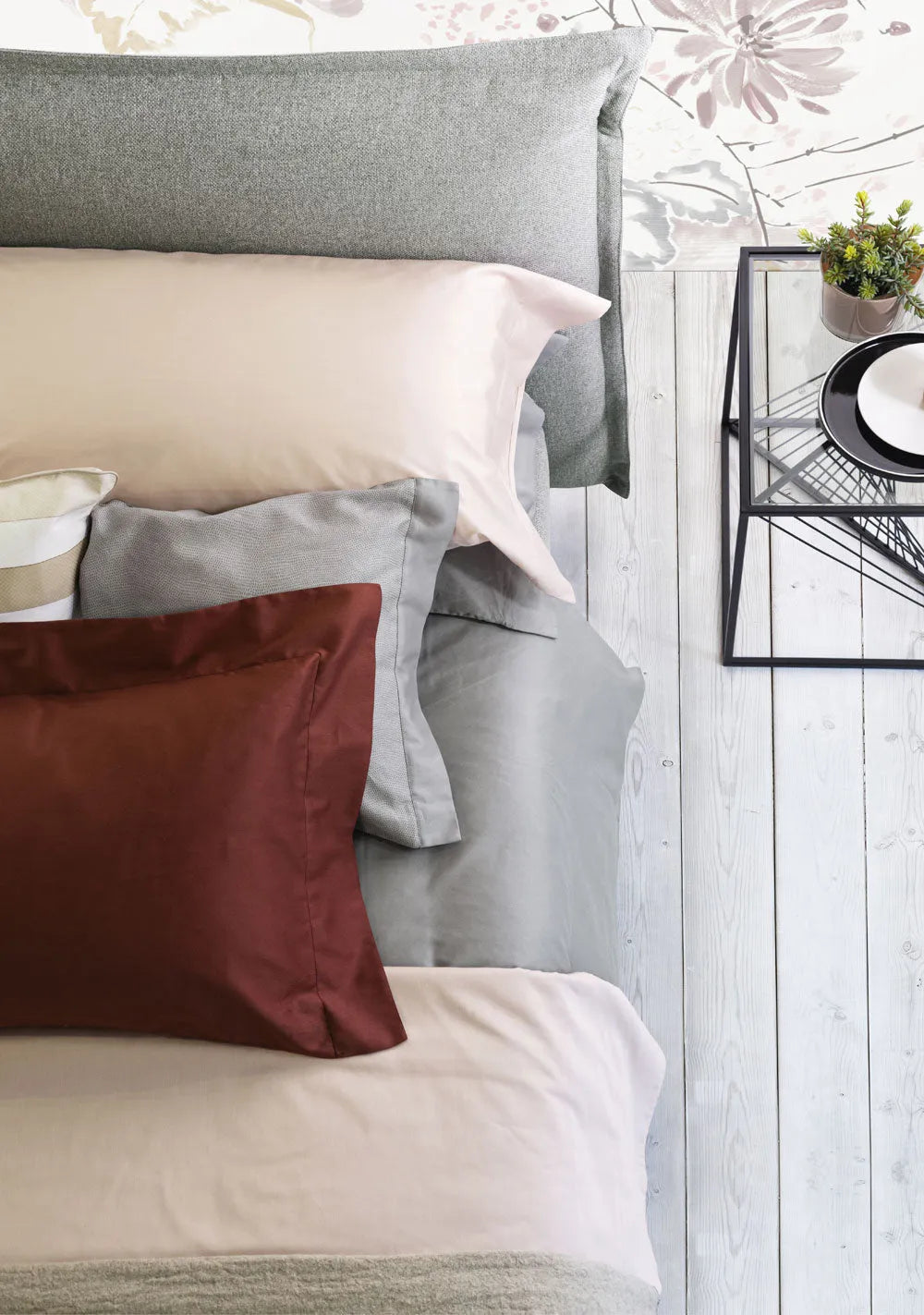 Federa in raso di puro cotone tinta unita, elegance satin - Home Loves