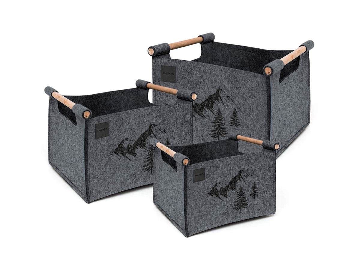 Set 3 pz Porta Legna Nordico colore grigio il tris