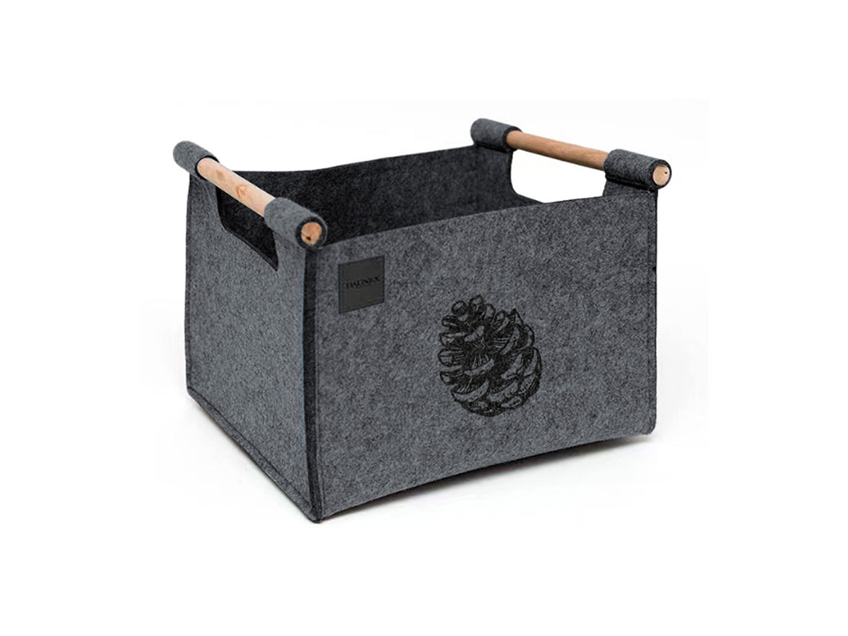 Set 3 pz Porta Legna Pigna colore grigio dettaglio cesto
