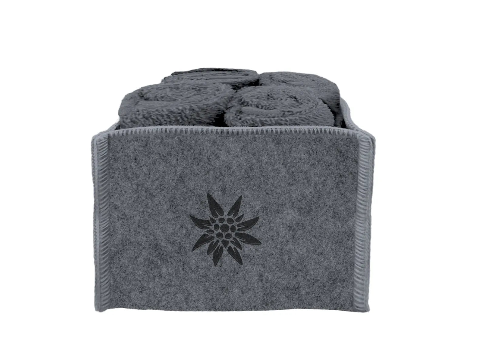 Set 4 lavette in spugna Daunex cesto in feltro con disegno edelweiss - Home Loves
