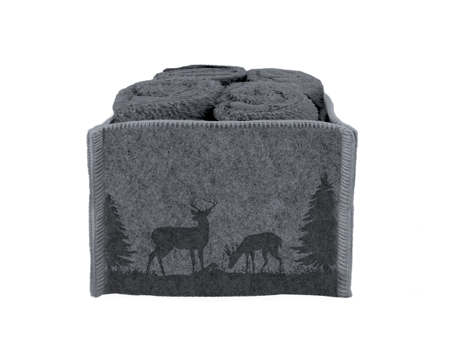 Set 4 lavette in spugna Daunex cesto in feltro con disegno montagna - Home Loves