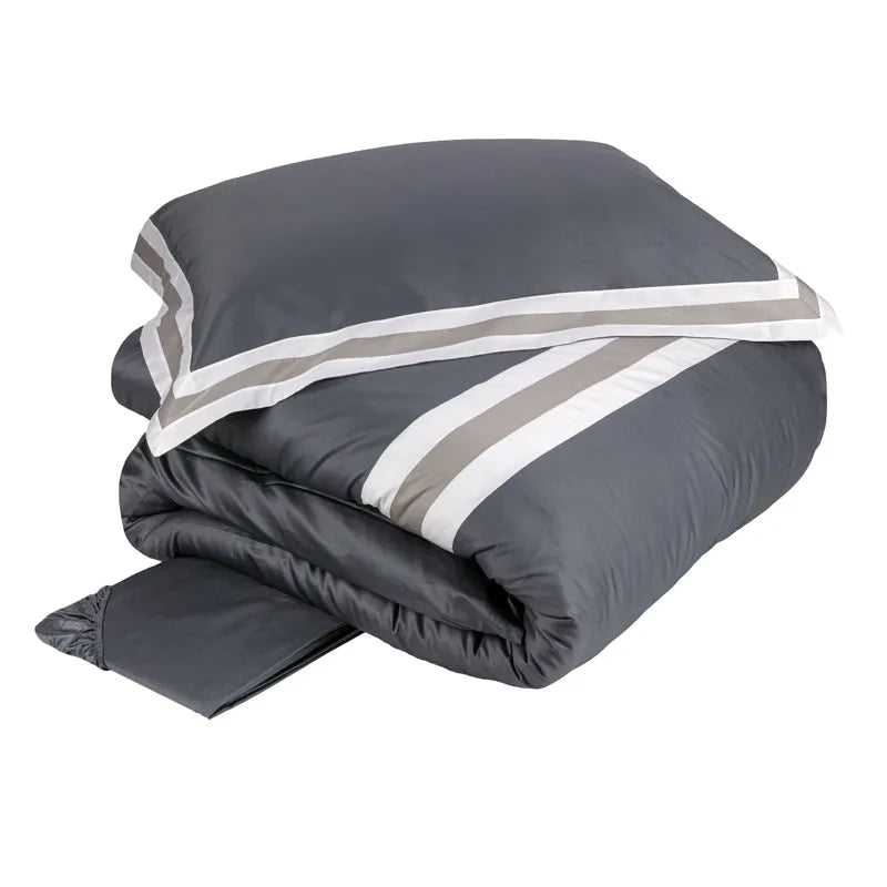 Completo copripiumino fazzini matrimoniale in raso di puro cotone, Sentieri - Home Loves