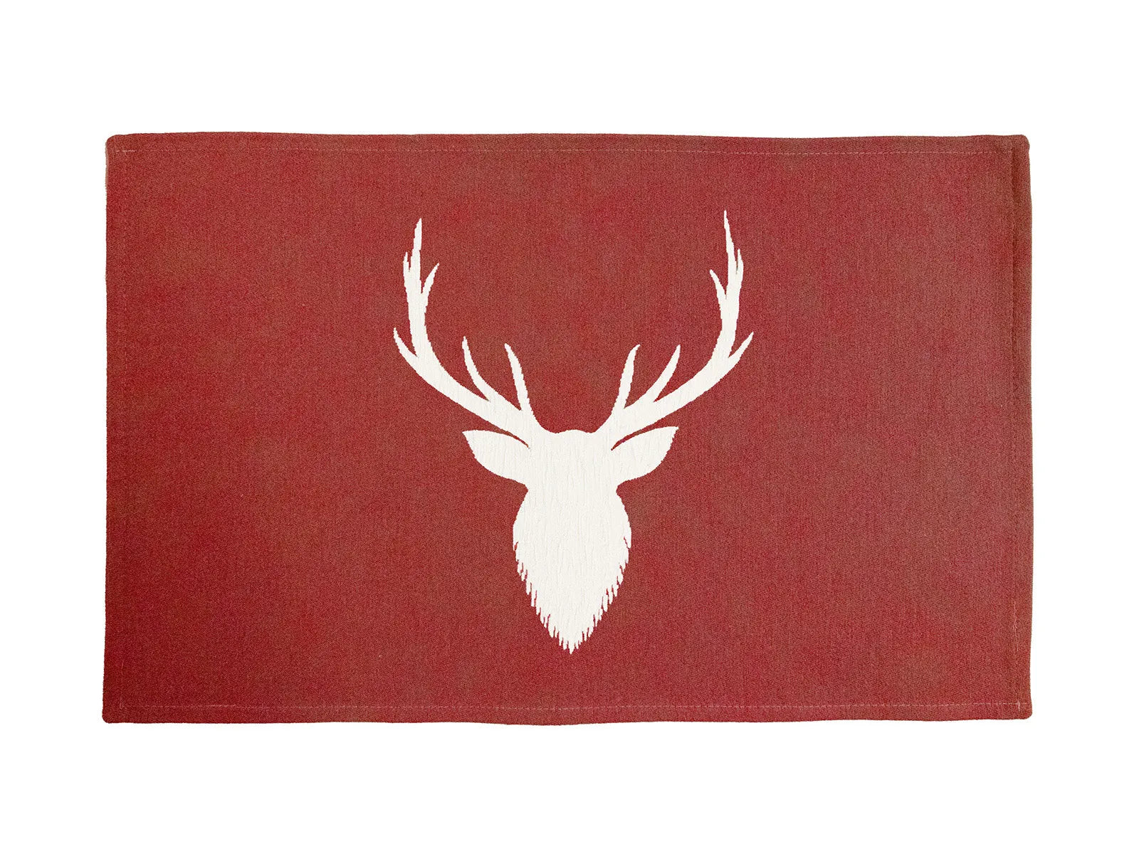Tappeto Testa cervo con antiscivolo colore rosso.