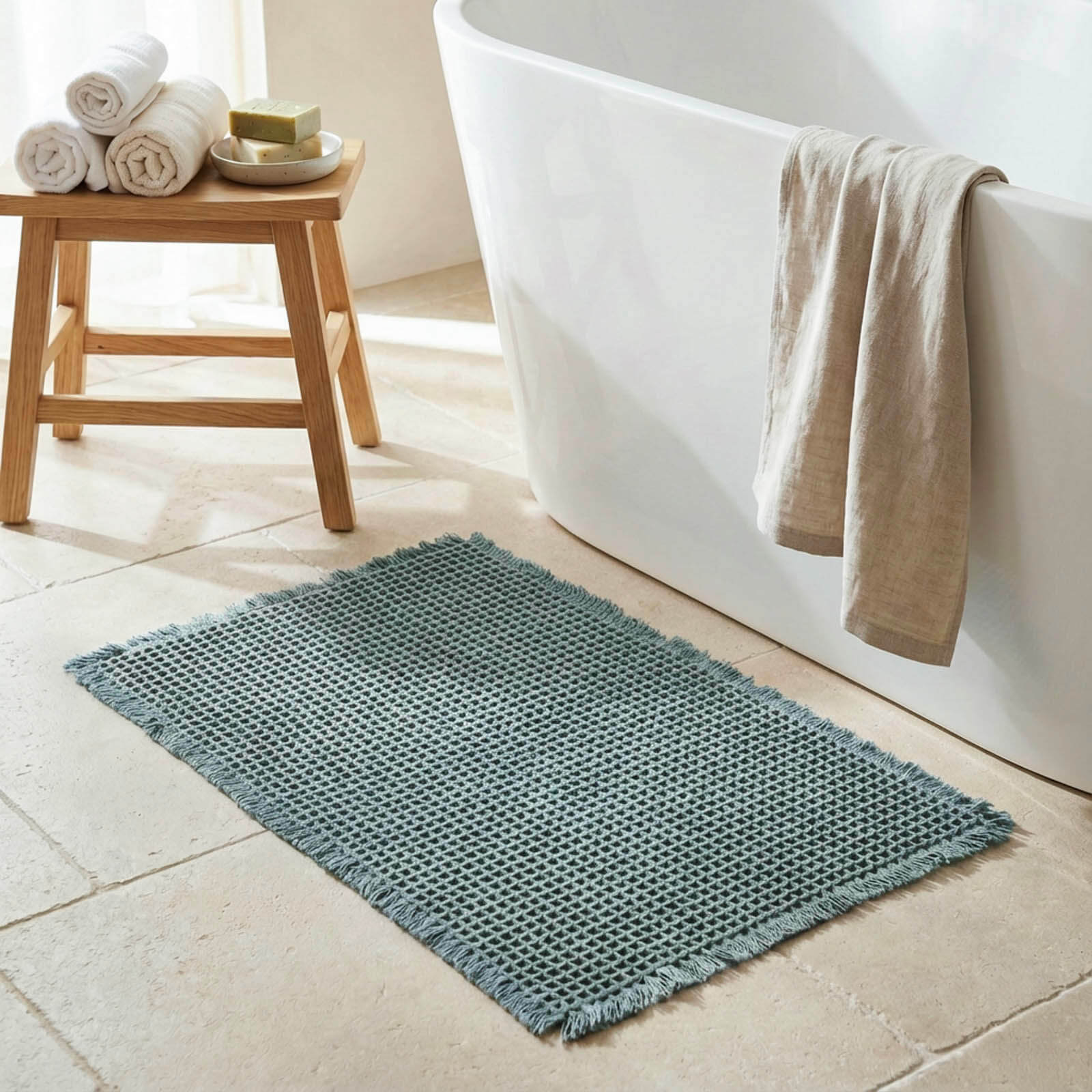 Tappeto con antiscivolo invisibile, Alma ambientato dusty blue