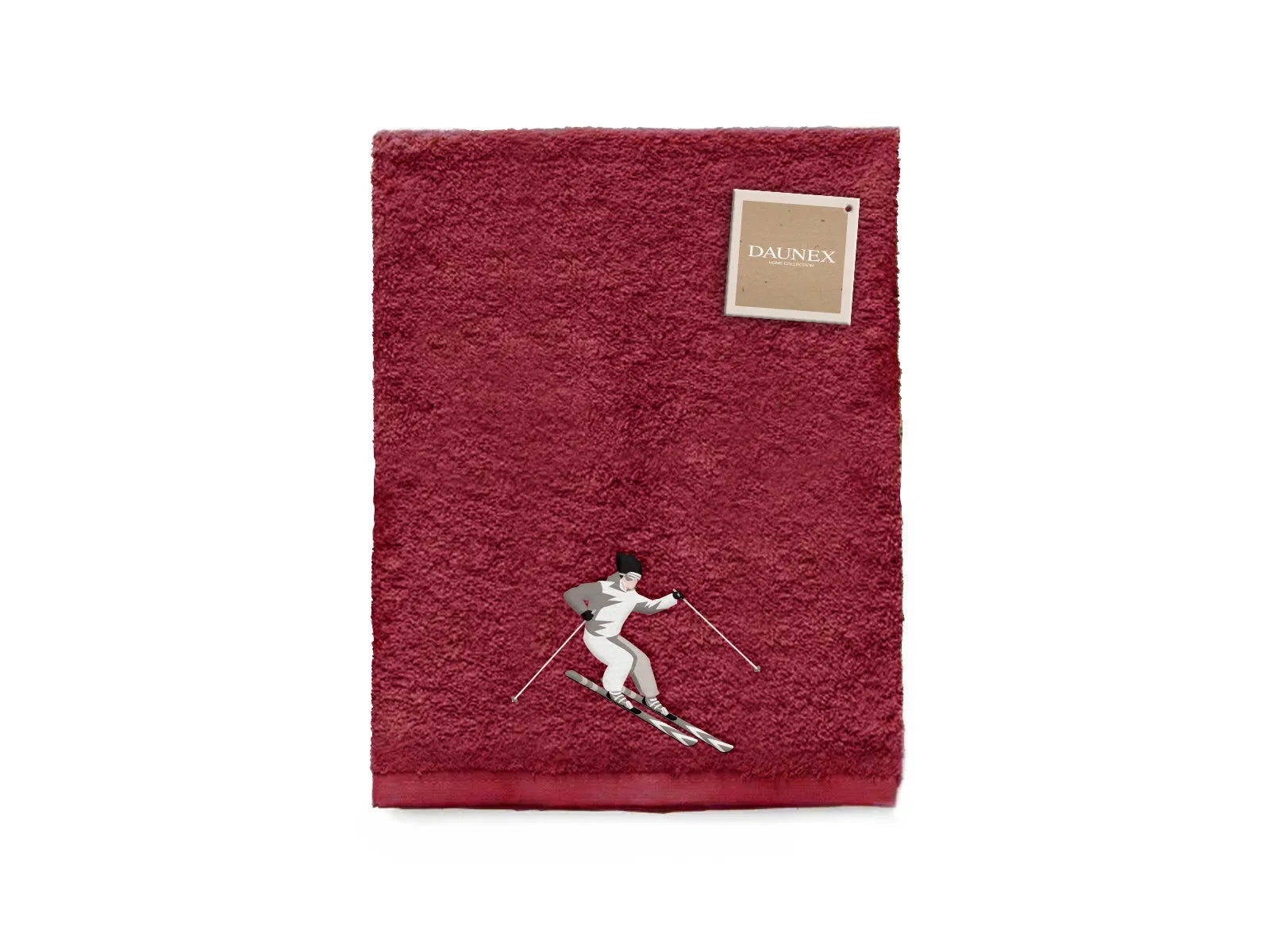 Telo da bagno ricamato Daunex disegno Sciatore - Home Loves