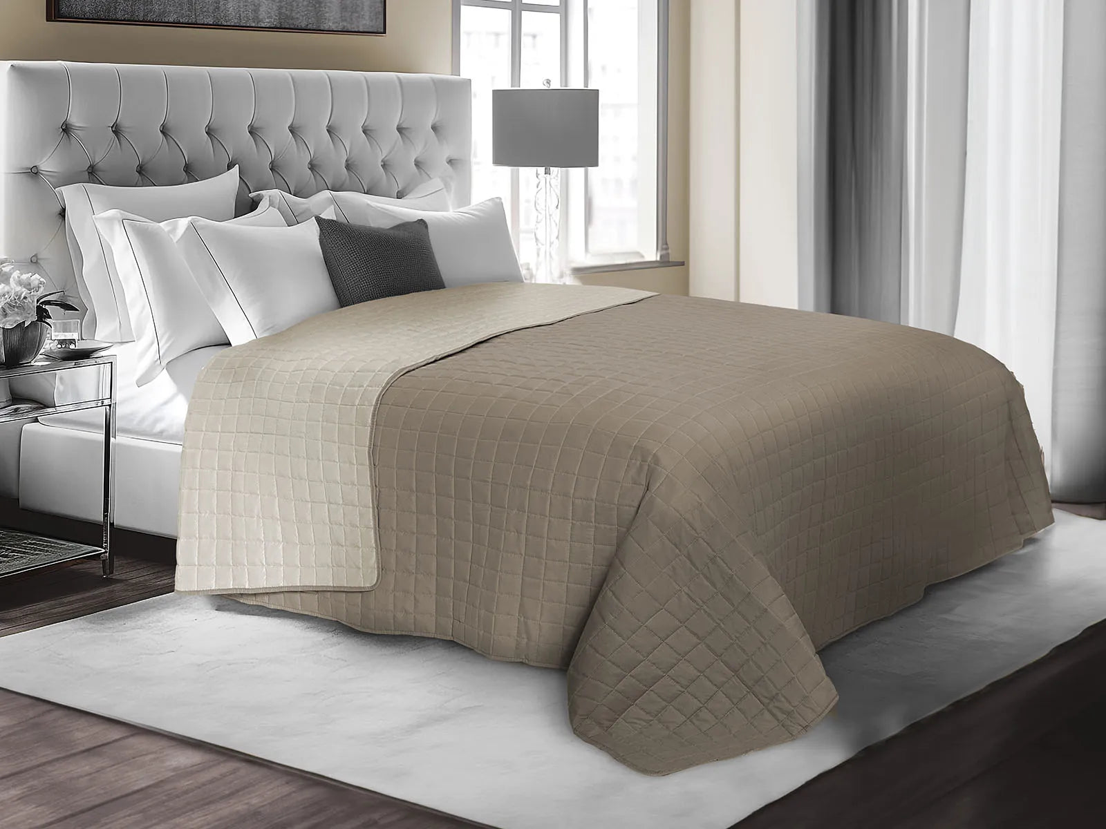 Trapuntino bicolore Daunex tinta unita lino-corda