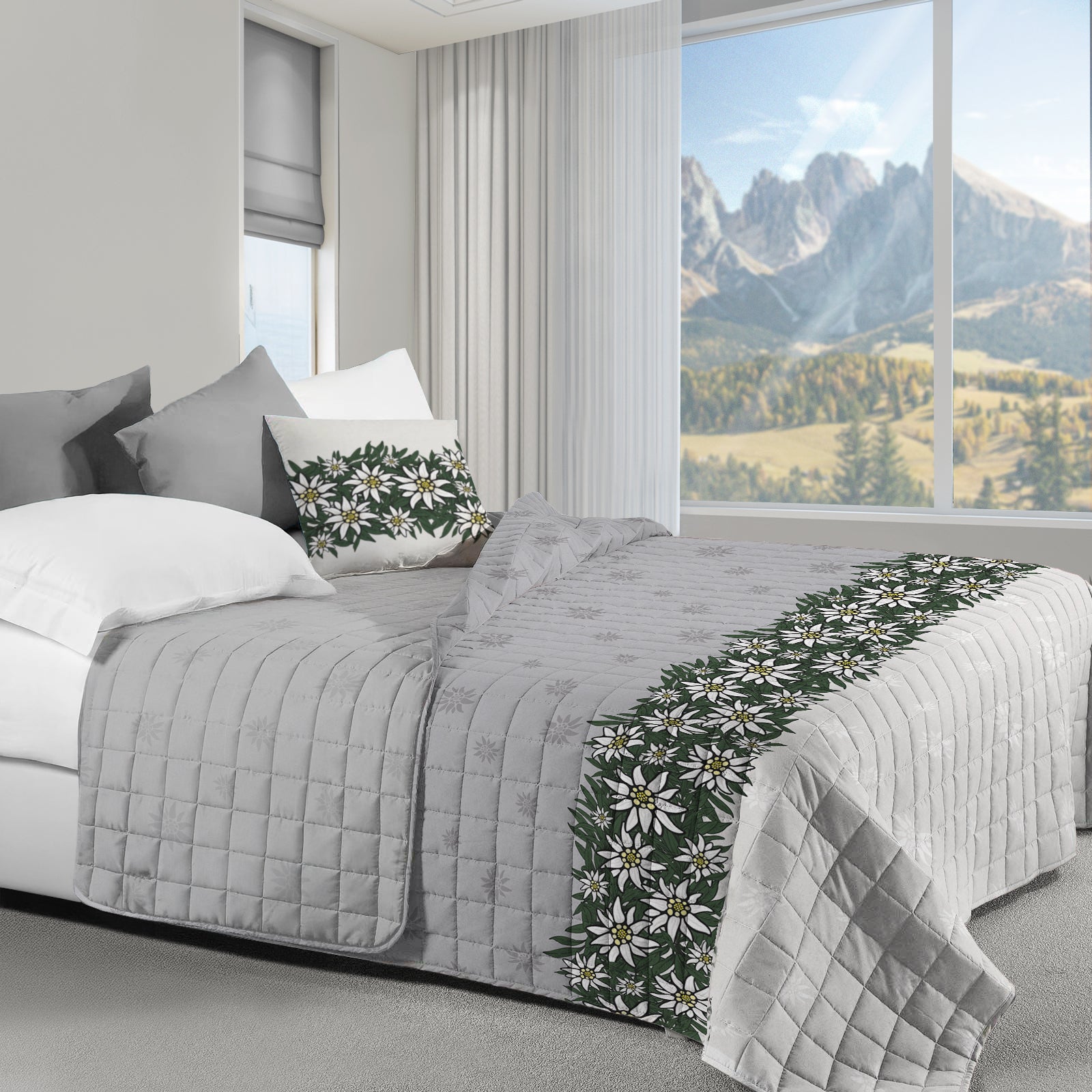 Trapuntino double-face Alpiflora Daunex stampa digitale colore grigio