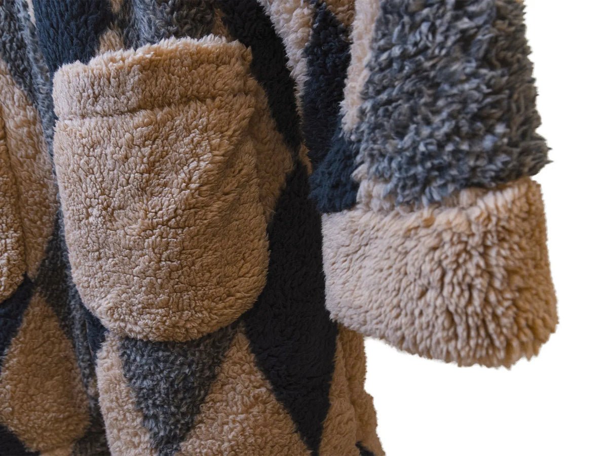 Vestaglia in flannel Daunex fashion colore marrone-nero - Home Loves