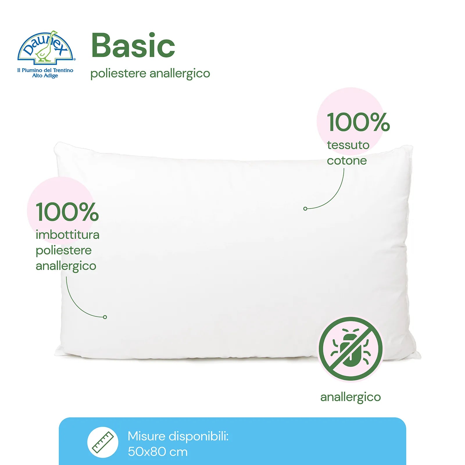 Guanciale anallergico Basic Daunex