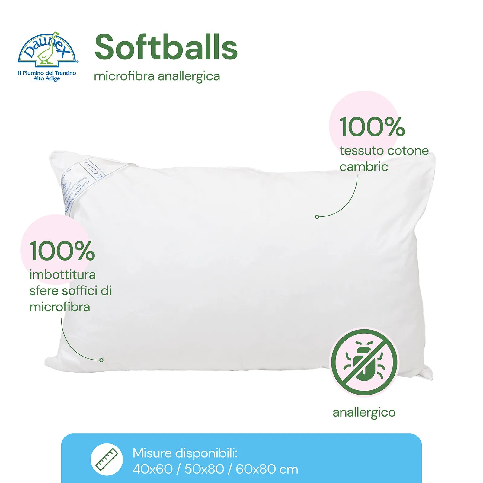 Guanciale anallergico Softballs Daunex