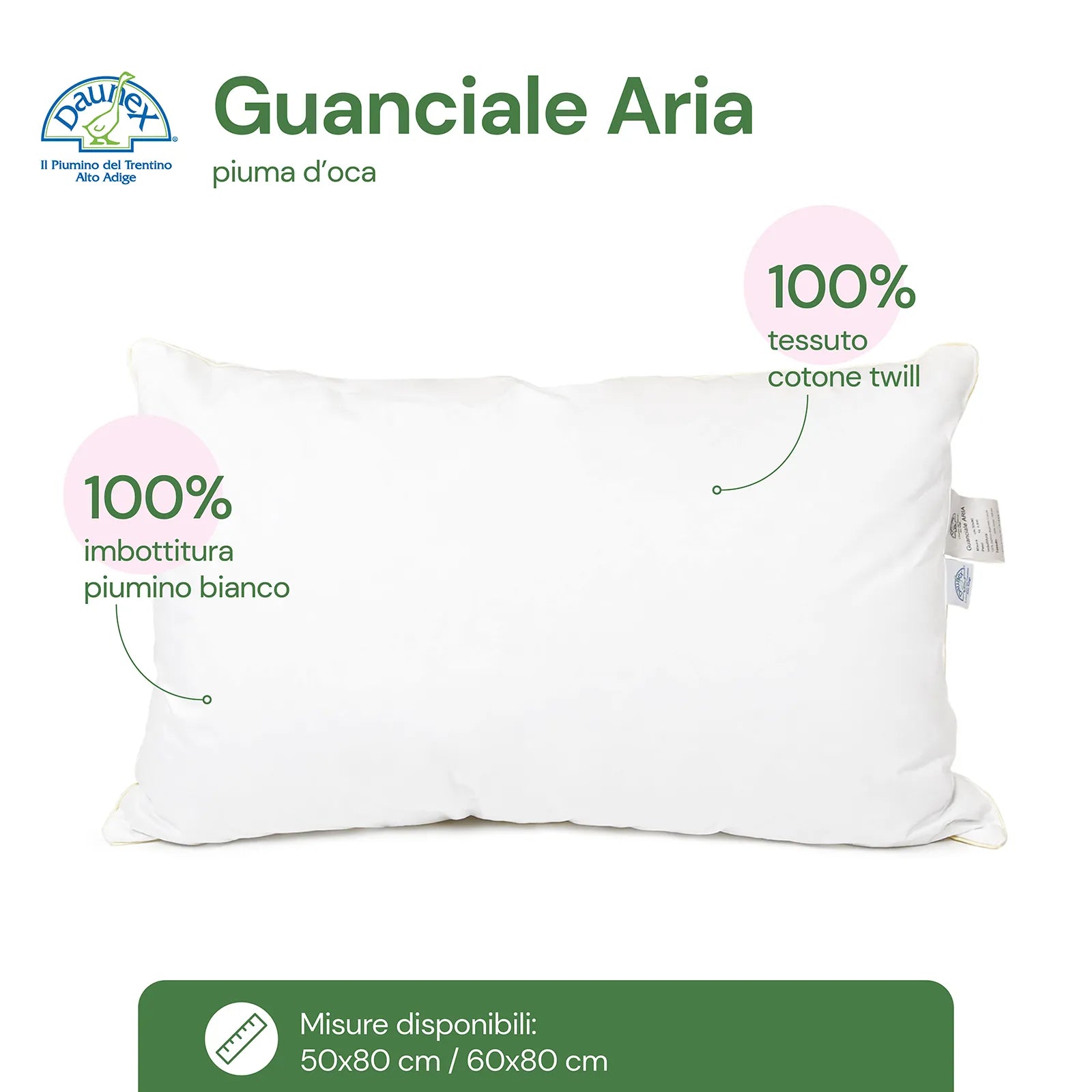 Daunex-Kissen aus Luftgänsedaunen