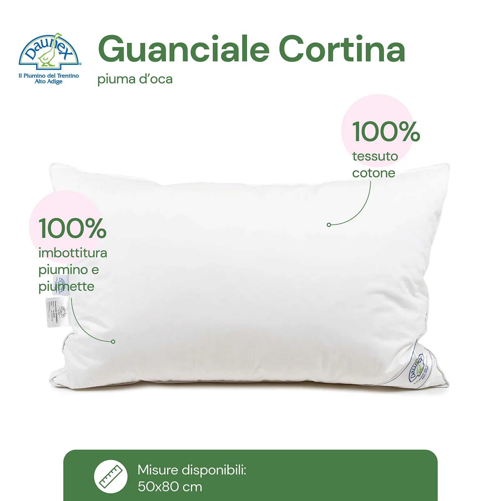 Guanciale in piumino d'oca Cortina Daunex