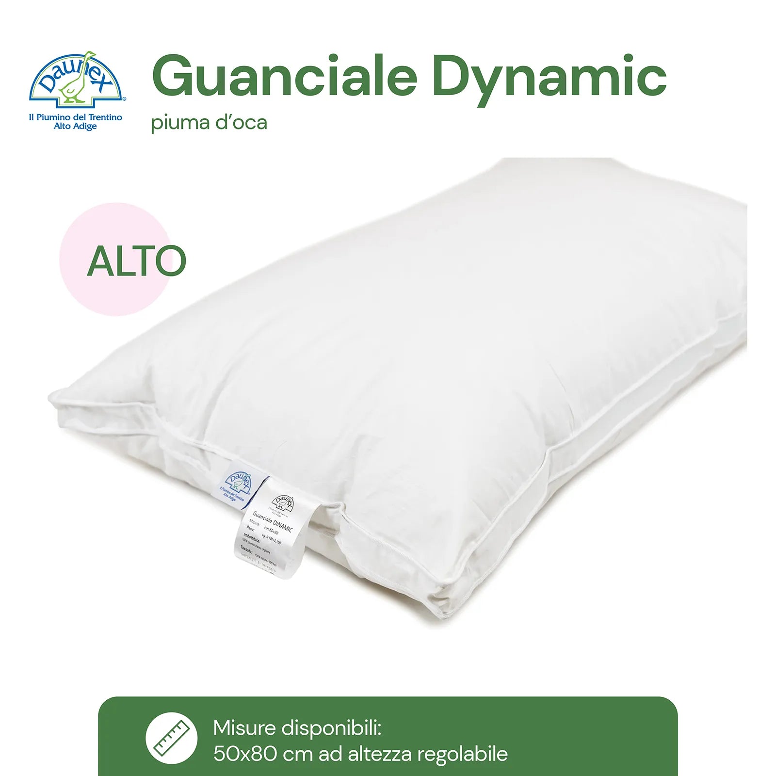 Oreiller Daunex en duvet d'oie dynamique