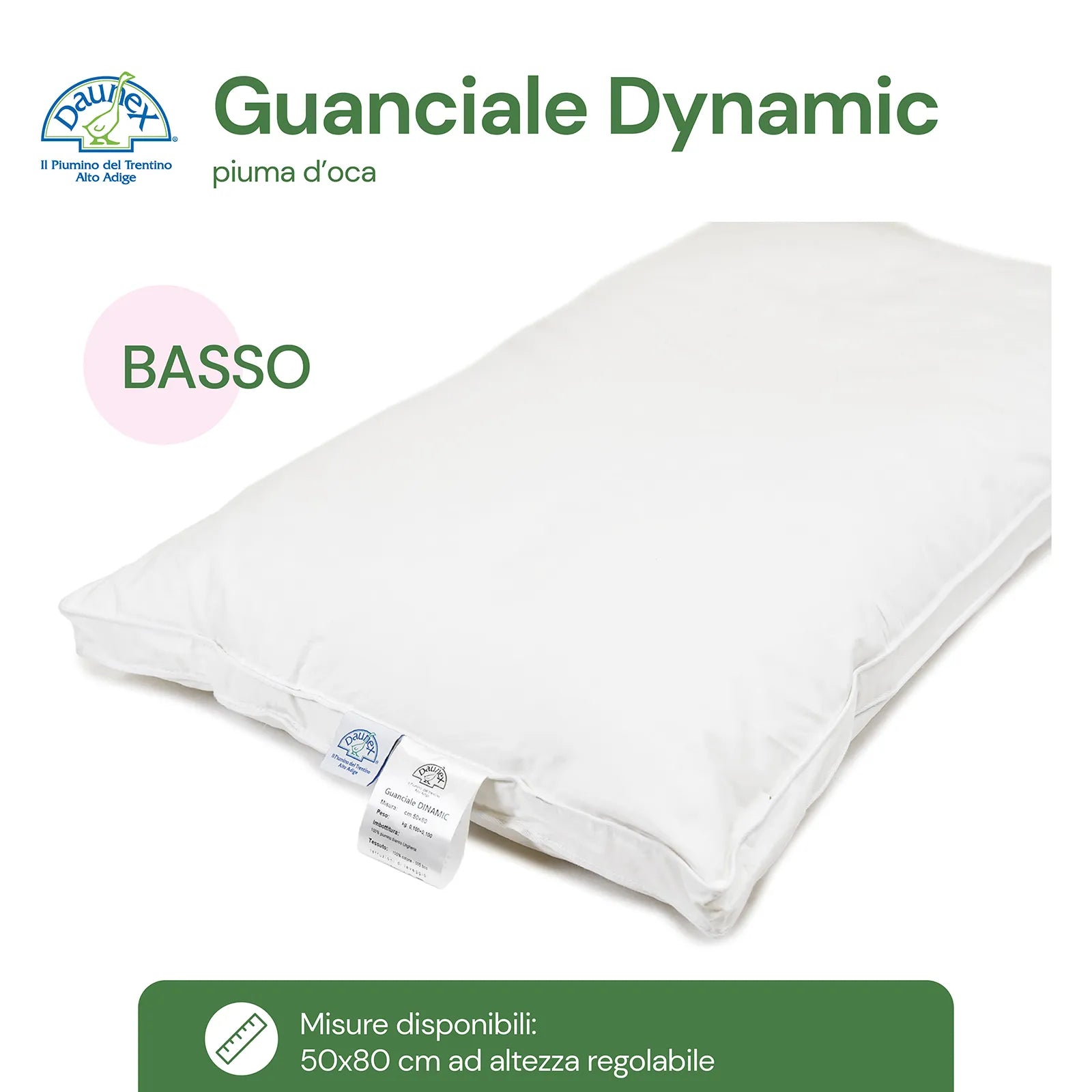 Oreiller Daunex en duvet d'oie dynamique