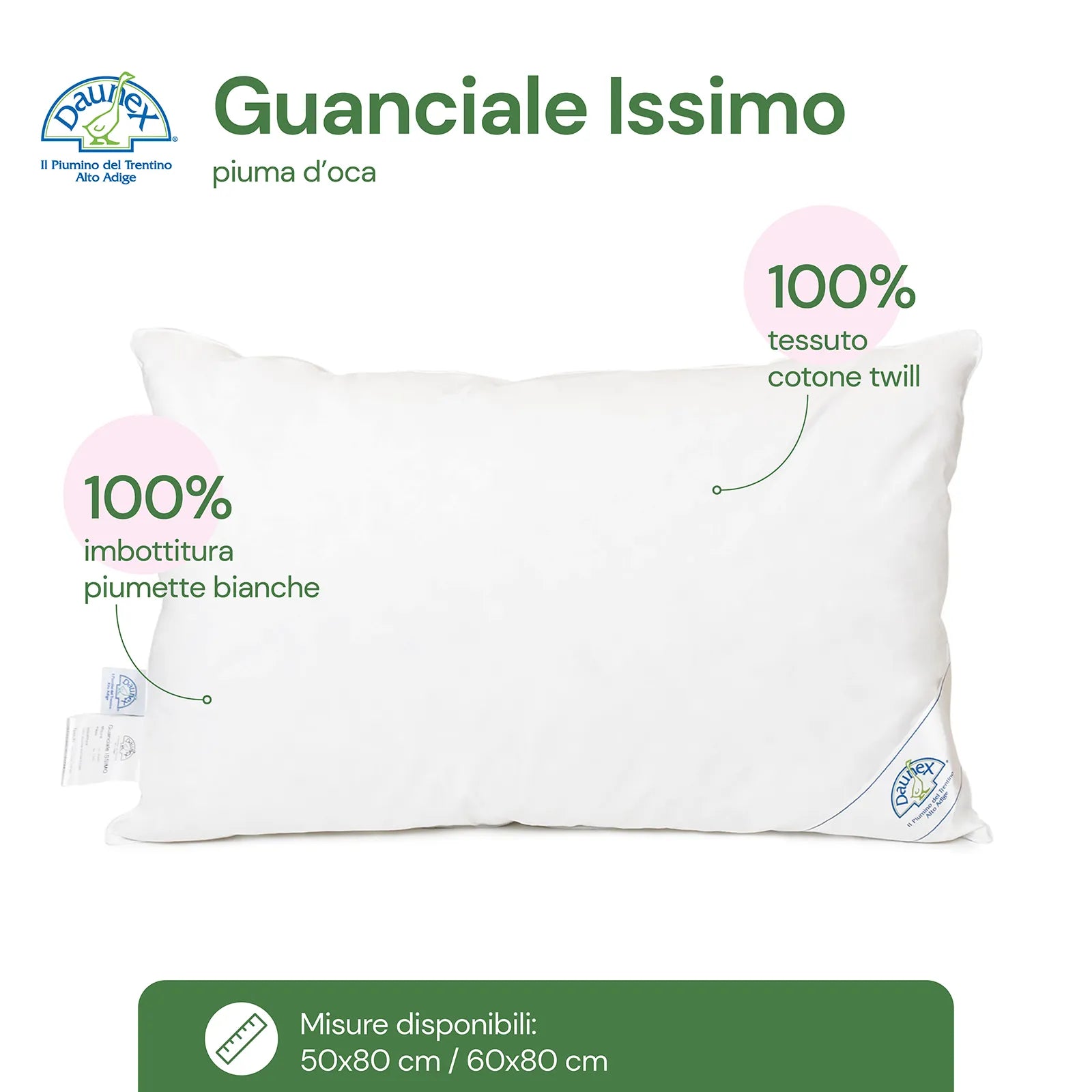 Oreiller Daunex en duvet d'oie Issimo
