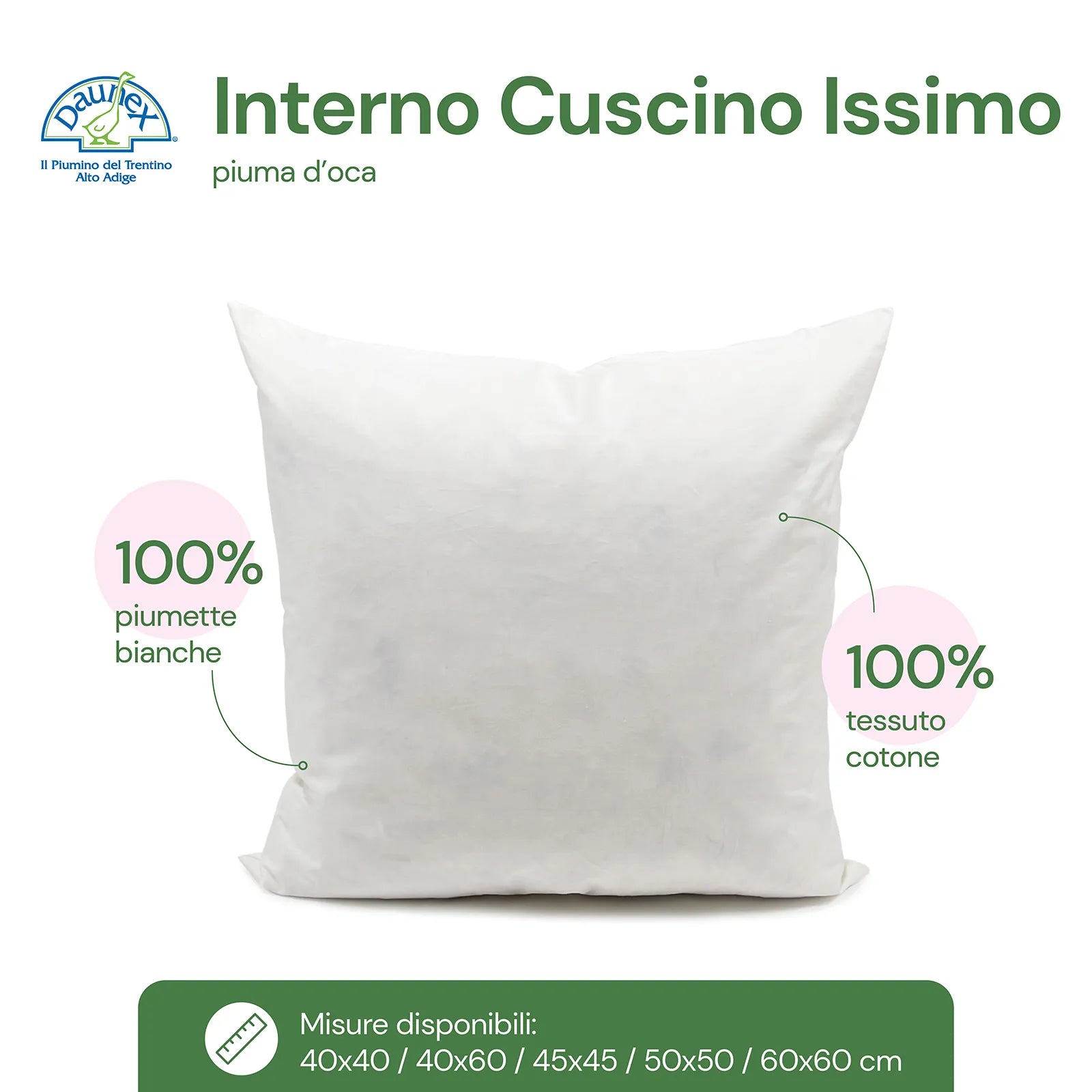 Interno per cuscini in piuma d'oca Issimo Daunex