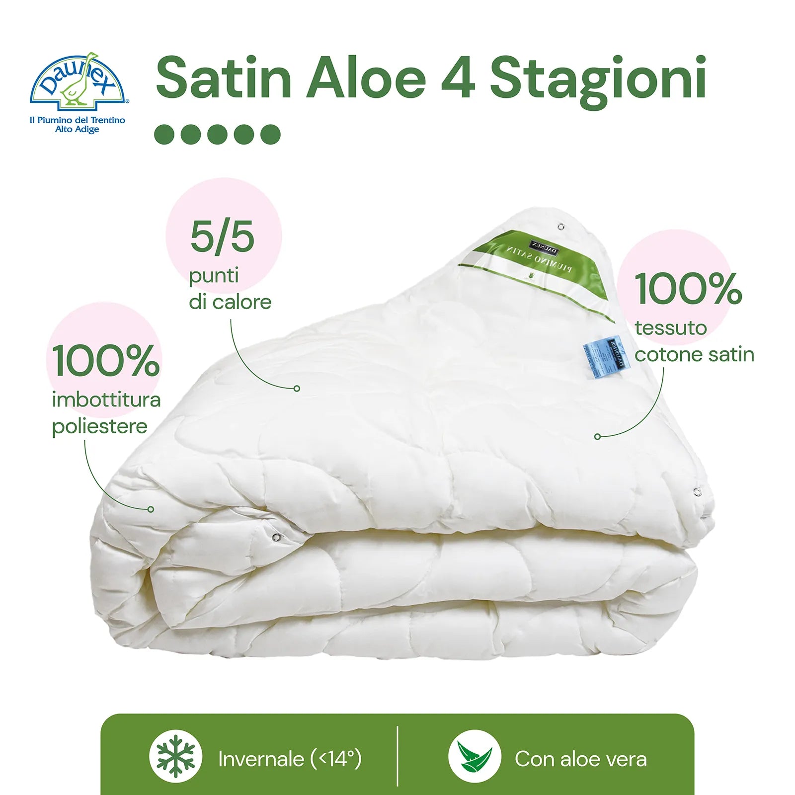 Lit couette satin Daunex 4 saisons lit double duo