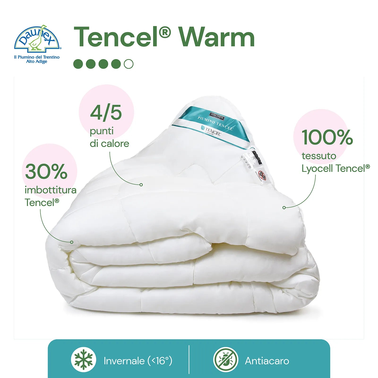 Piumino anallergico Tencel Warm Daunex