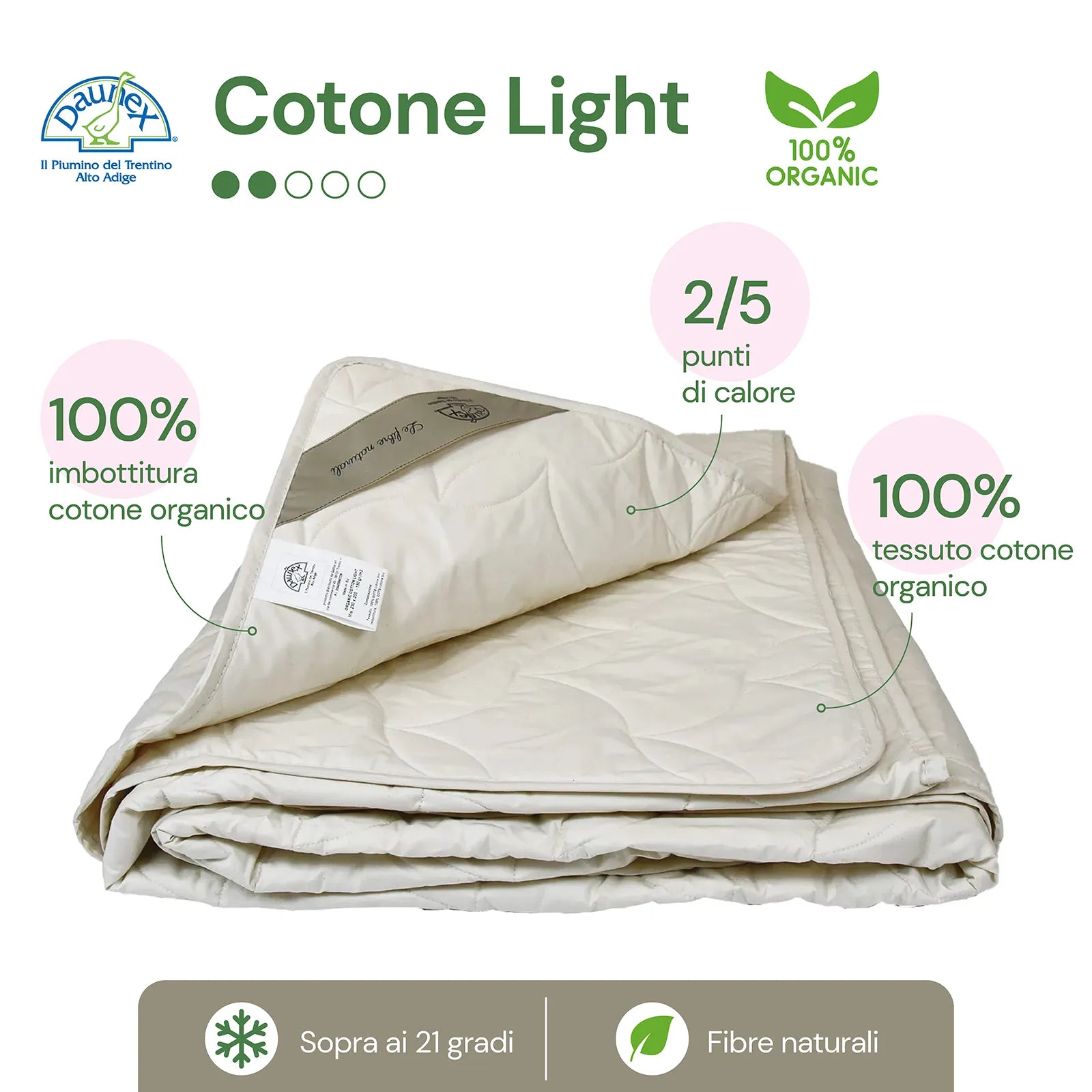 Piumino organico Cotton Light Daunex