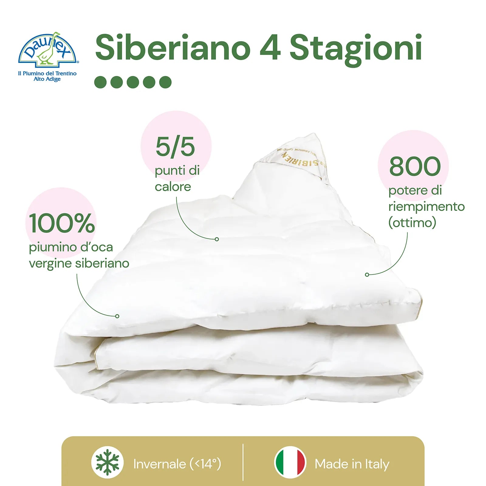 Piumino d'oca Siberiano 4 Stagioni Duo Daunex