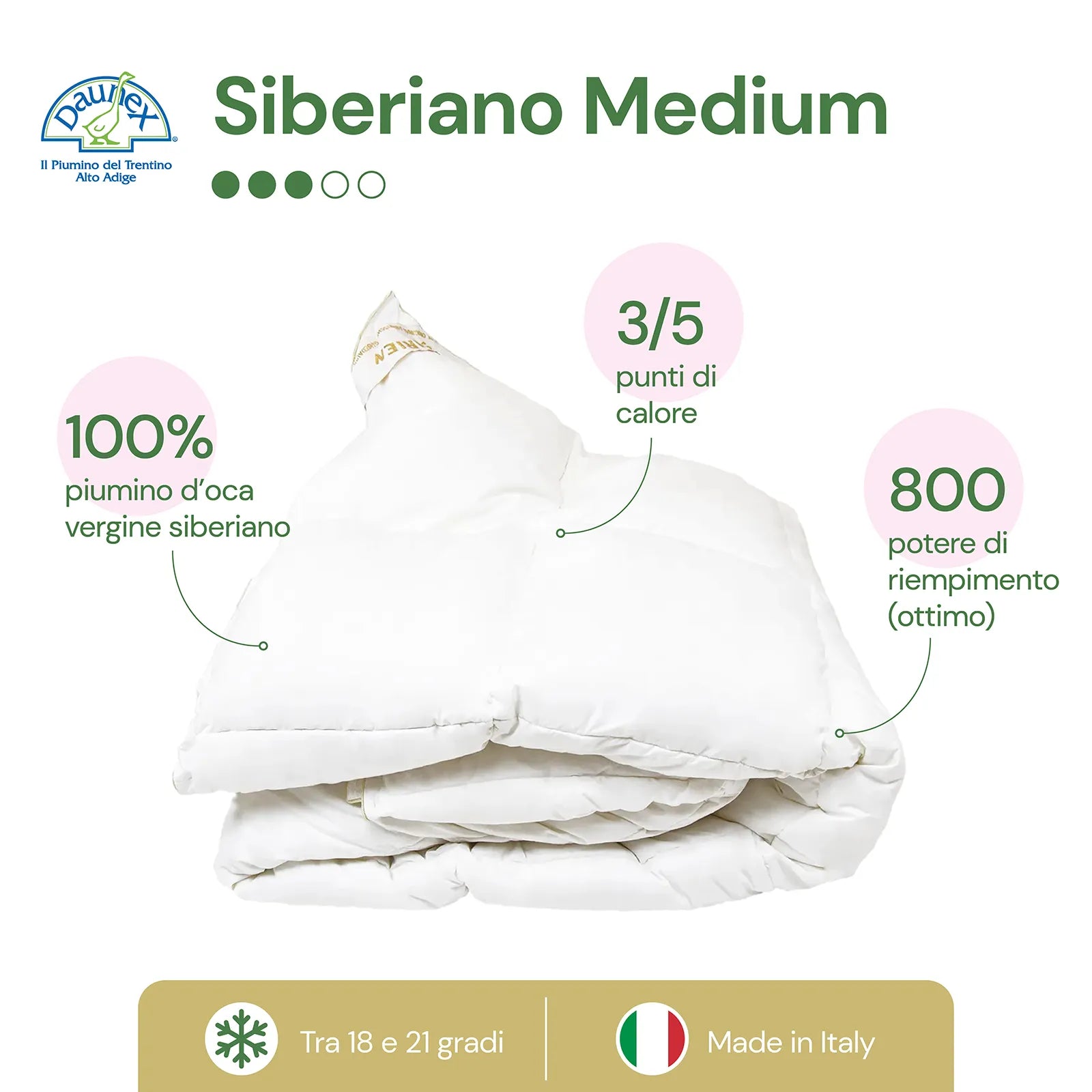 Piumino d'oca Siberiano Medium Daunex