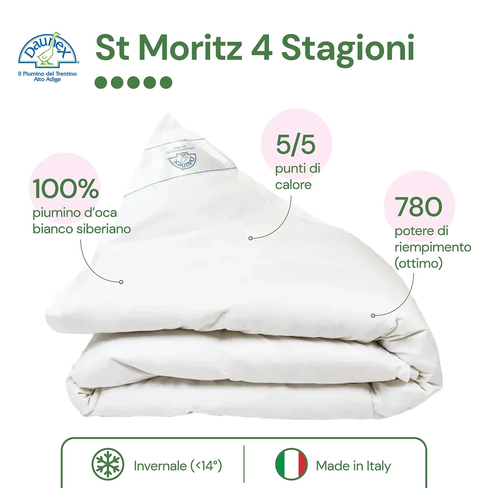 Piumino d'oca St Moritz 4 Stagioni Duo Daunex