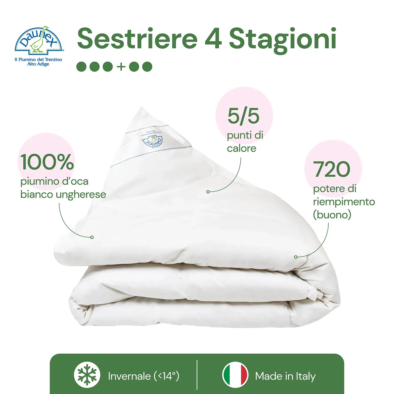 Daunex sestriere duo couette duvet d'oie 4 saisons