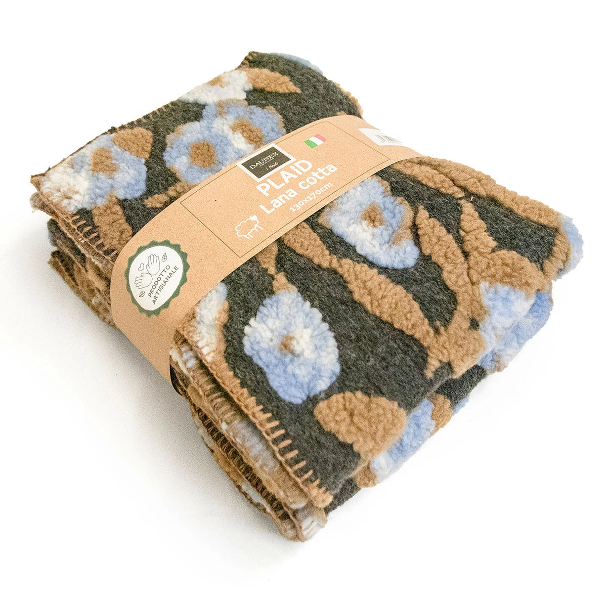 Plaid in lana cotta Ninfea – Coperta artigianale italiana