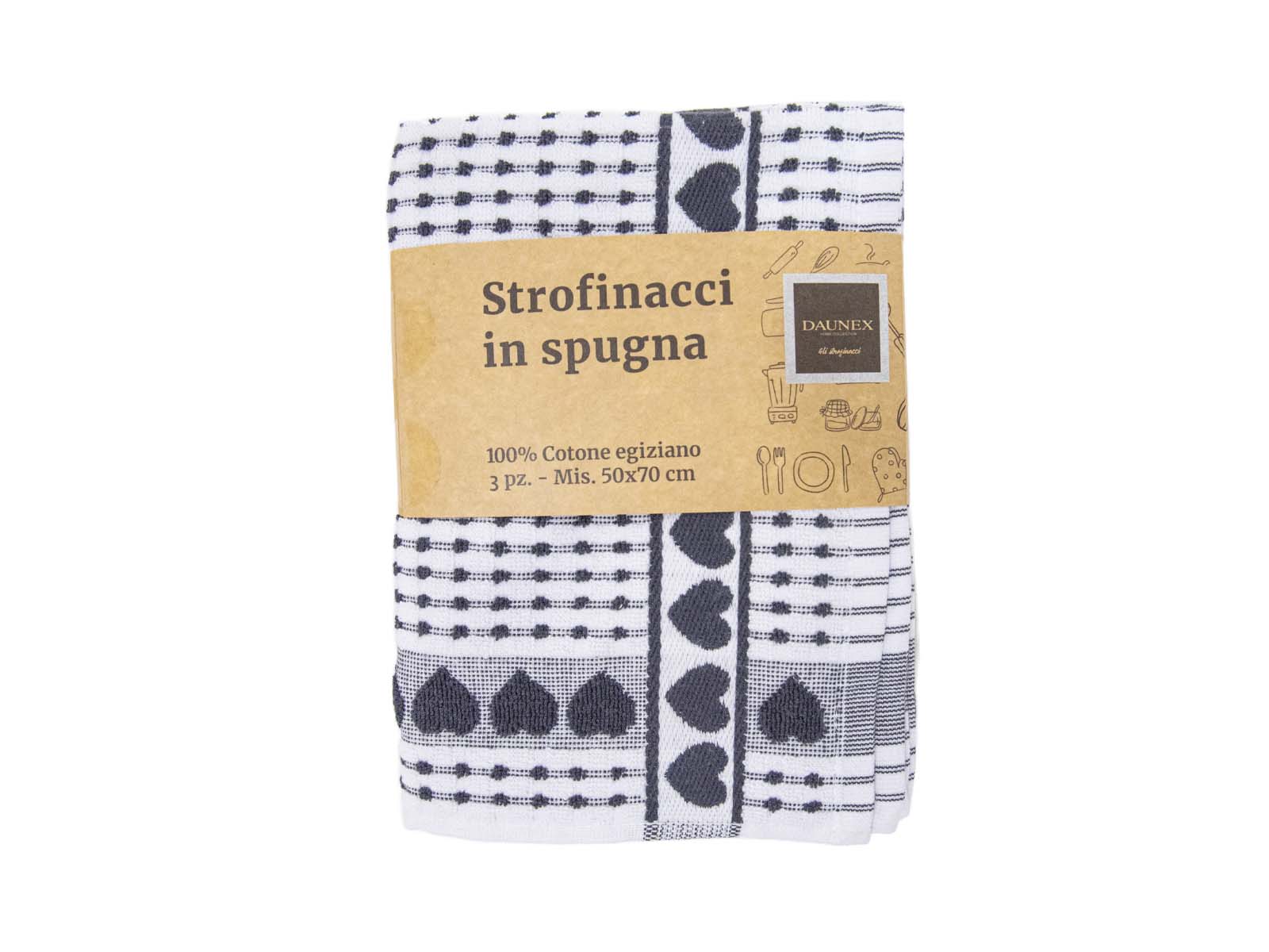 Strofinaccio in spugna cuoricini Daunex misura 50 x 70 cm