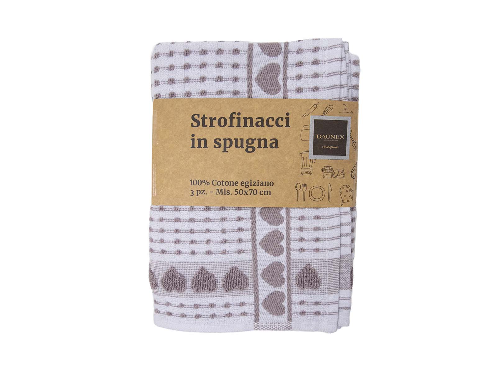 Strofinaccio in spugna cuoricini Daunex misura 50 x 70 cm