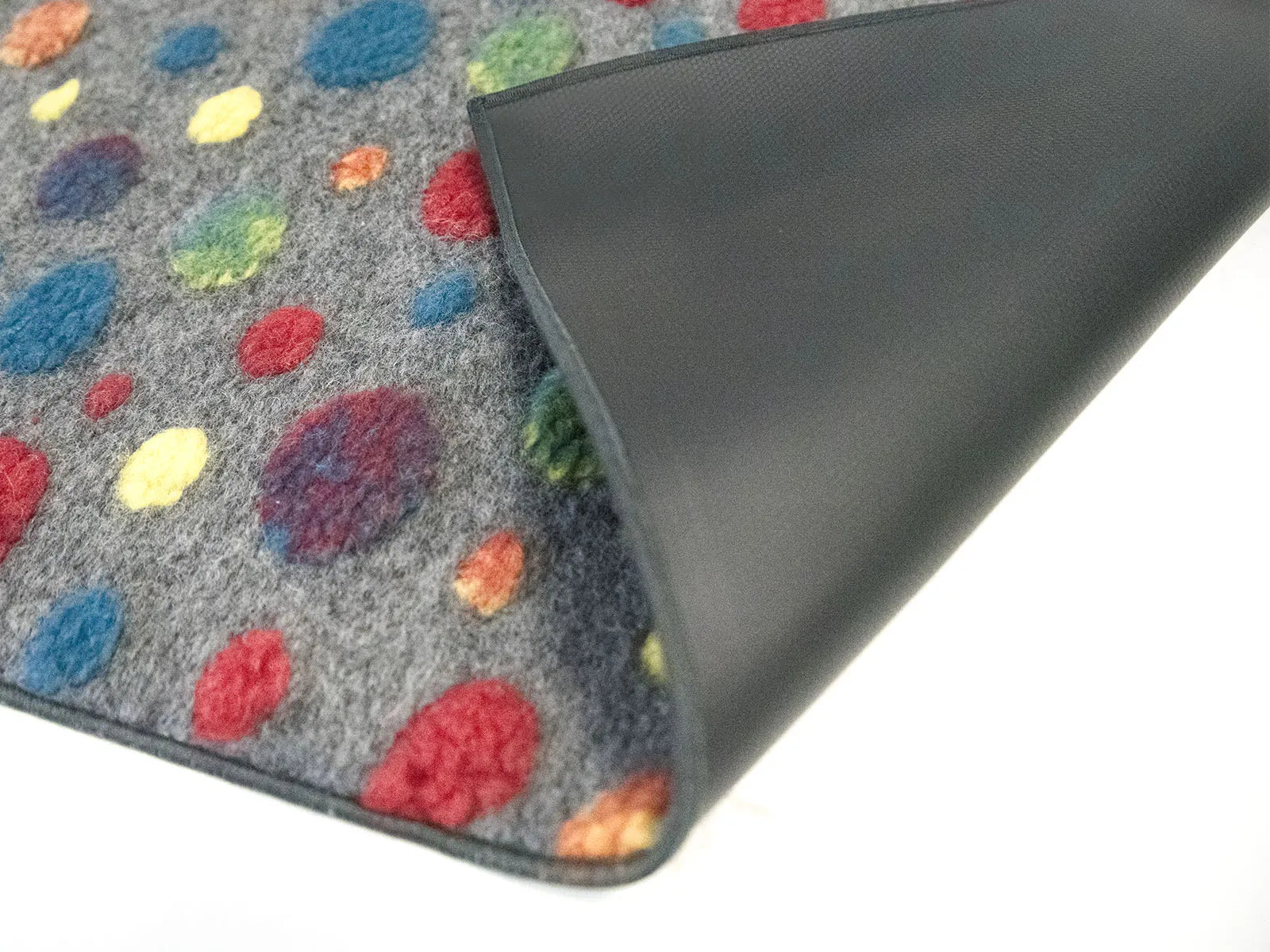 Tappeto Pois in Lana Cotta – Fantasia Multicolor su Base Antracite