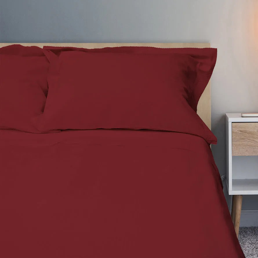 Completo lenzuola no stiro Seersucker Daunex colore bordeaux - Home Loves