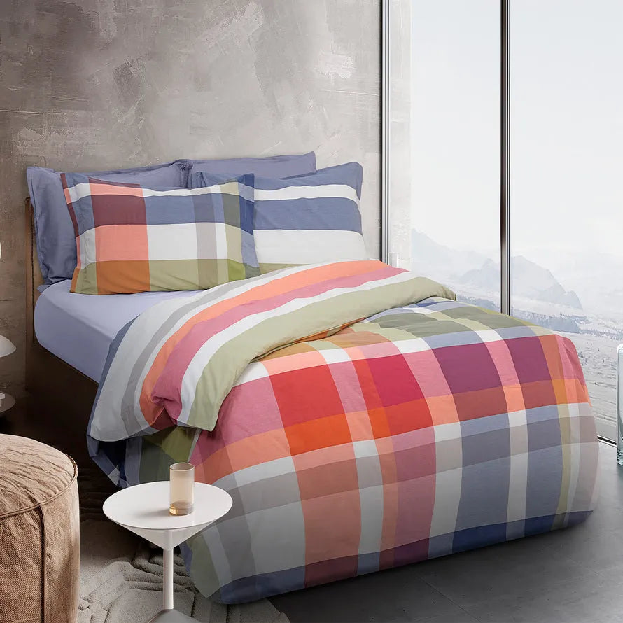 Parure copripiumino double face 100% cotone Daunex Manchester multicolore - Home Loves