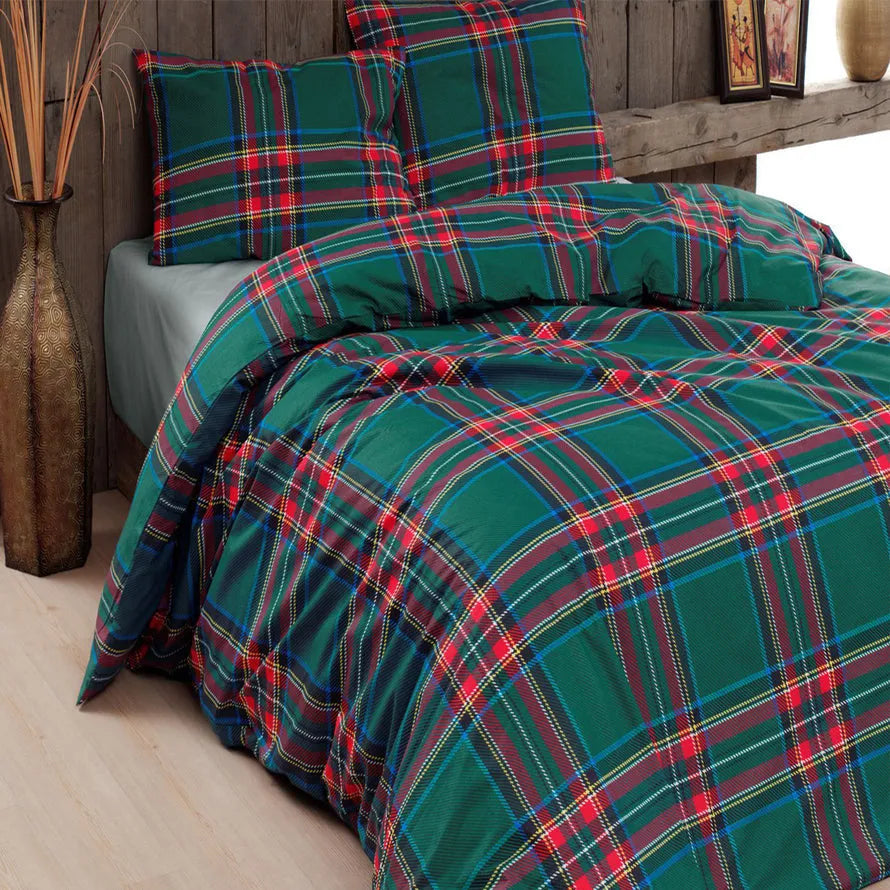 Parure copripiumino in puro cotone Daunex, Tartan - Home Loves