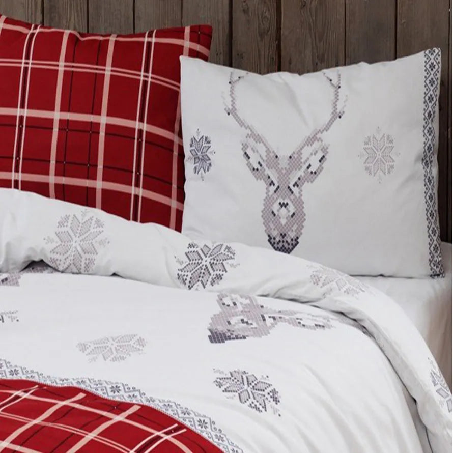 Parure copripiumino piazza e mezza Daunex in puro cotone, Verney colore rosso - Home Loves