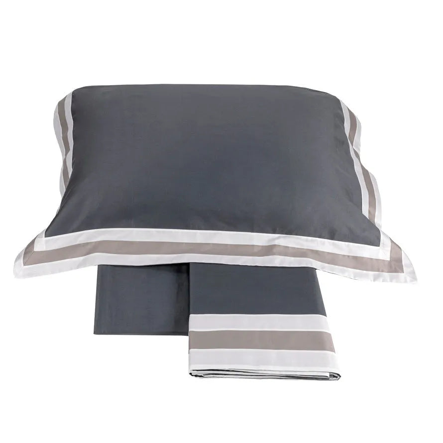 Completo lenzuola matrimoniale in raso di puro cotone, Sentieri - Home Loves