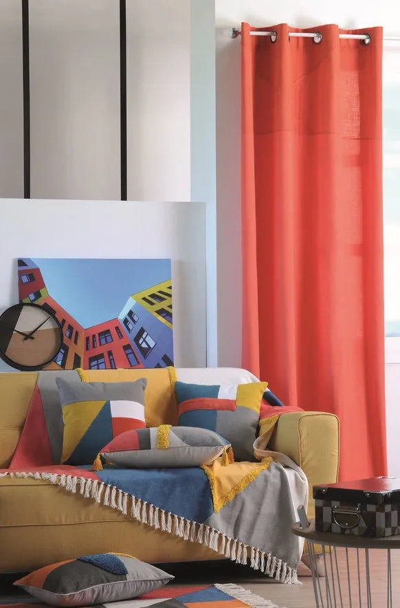 Tenda colorblock oscurante colore mattone, 140×260 anelli fissi - Home Loves